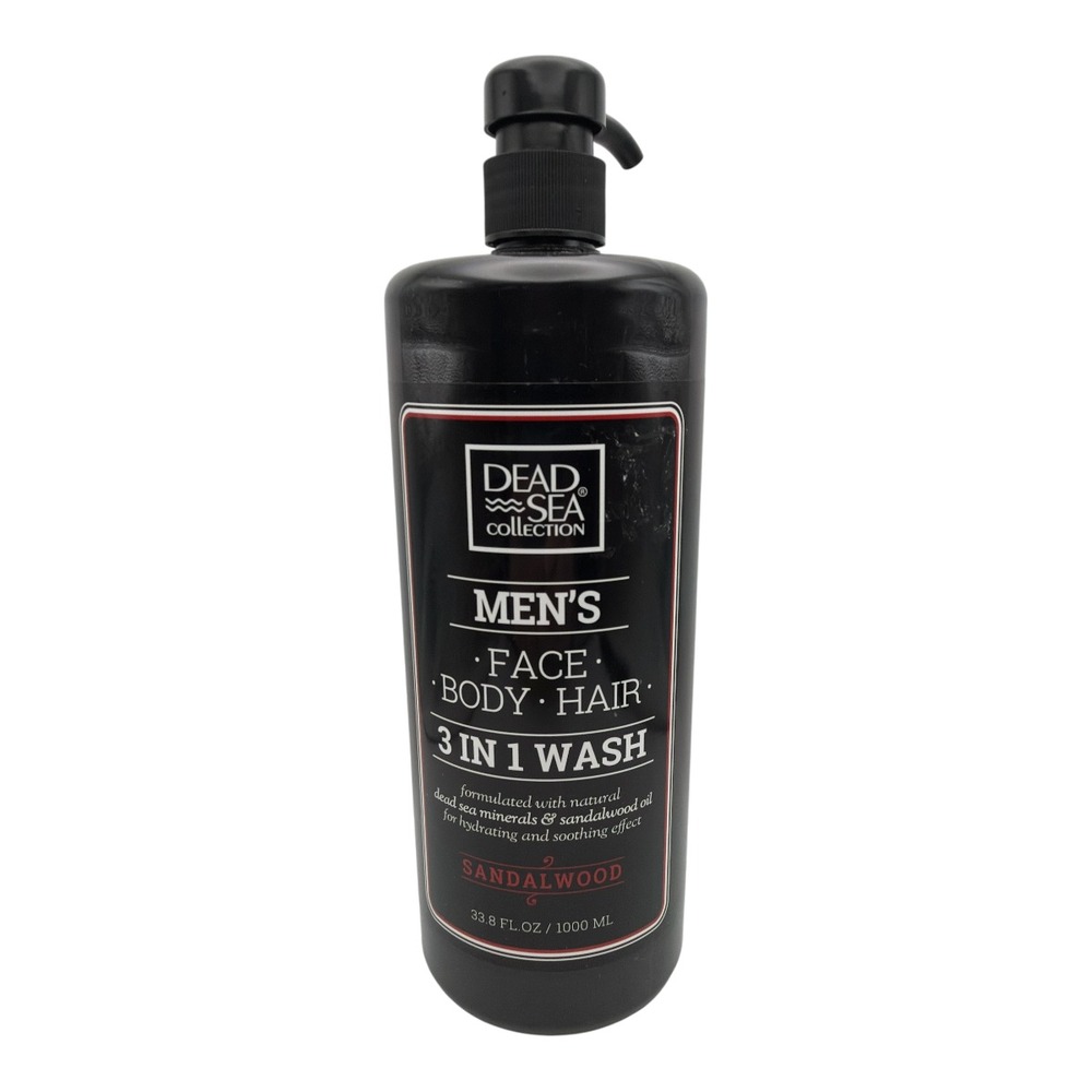 Dead Sea Collection Men's 3-in-1 Sandalwood Hair Face Body Wash 33.8 floz